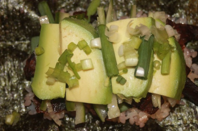 Onigirazu, rice sandwich, Japanese, vegetarian, vegan, recipe, shiitake, avocado, cucumber, scallion