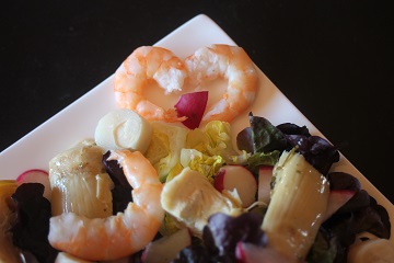 recipe, paleo, salad, shrimp, valentine, artichoke, palm