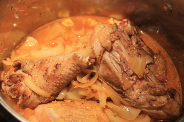 Rooster Corfu, homesteading, recipe, cinnamon, low and slow, onion